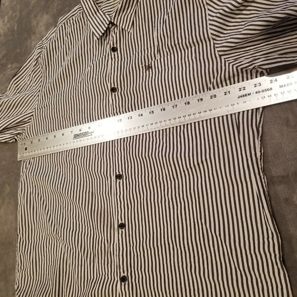 Seven in All Mankind Men's XL Black & White Striped Button Up Long Sleeve Shirt - Picture 11 of 12